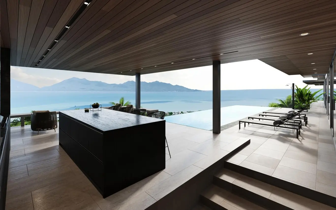 Contemporary Hillside Villa with Panoramic Sea Views in Bophut Hills