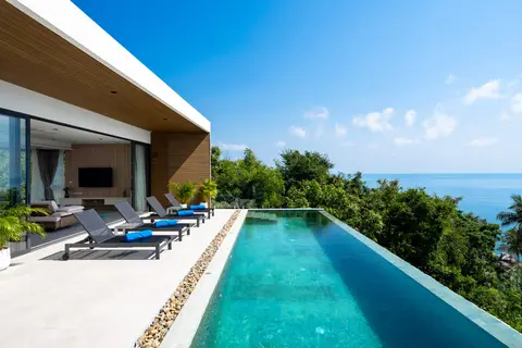 Granite-Boulder Architectural Villa with Infinity Pool & Sea Views, Chaweng Noi