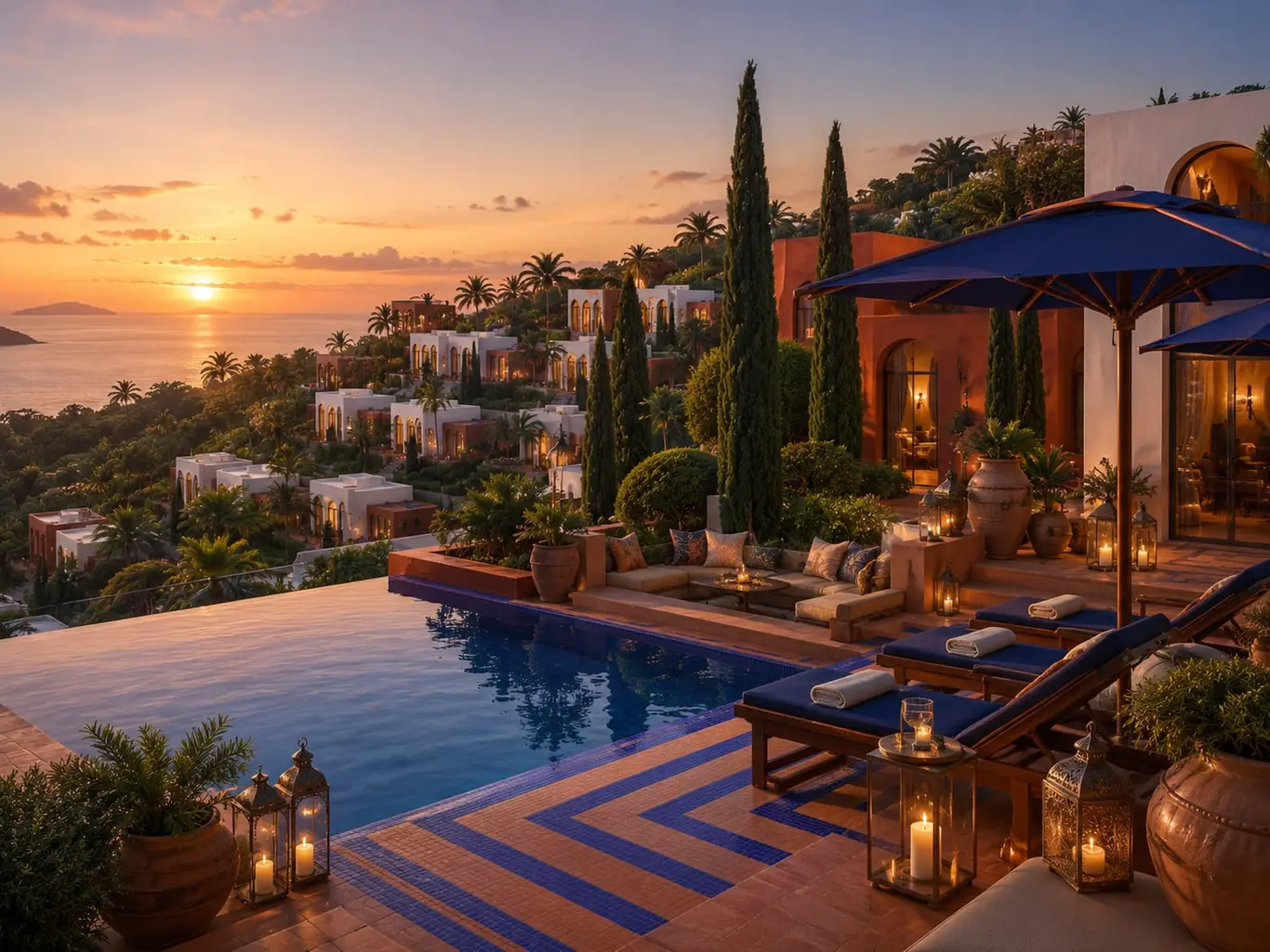 Mediterranean-Moorish Sea-View Pool Villa Enclave