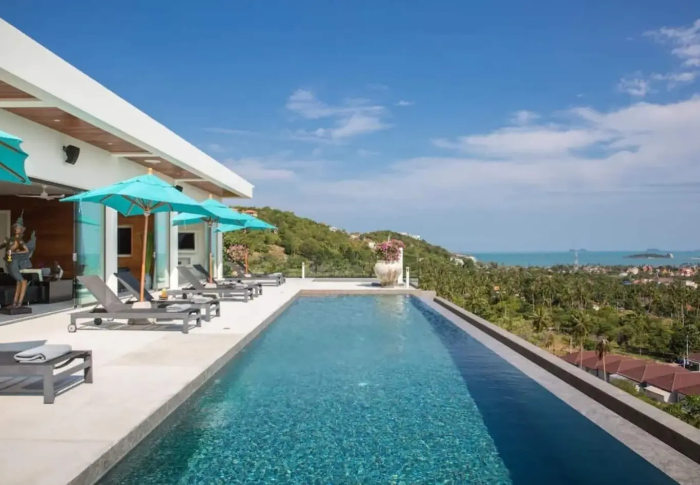 Four-Bedroom Contemporary Pool Villa with Panoramic Sea Views, Gym and Games Room