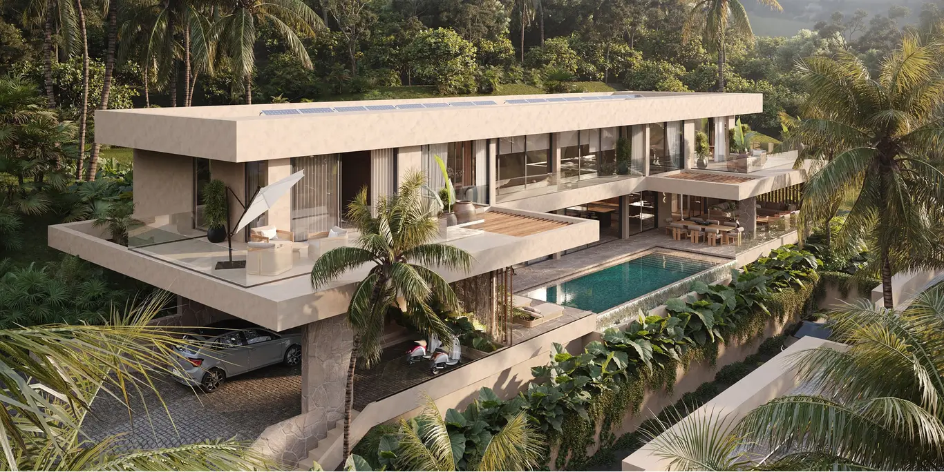Stacked-Travertine Hillside Sea-View Villa