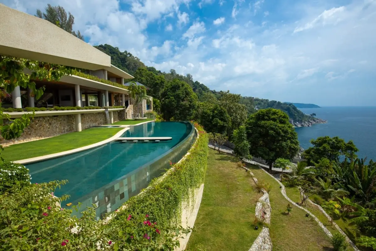 Waterfall-Side Sunset Villa with Infinity Pool & Private Cove, Kamala Headland — view 2