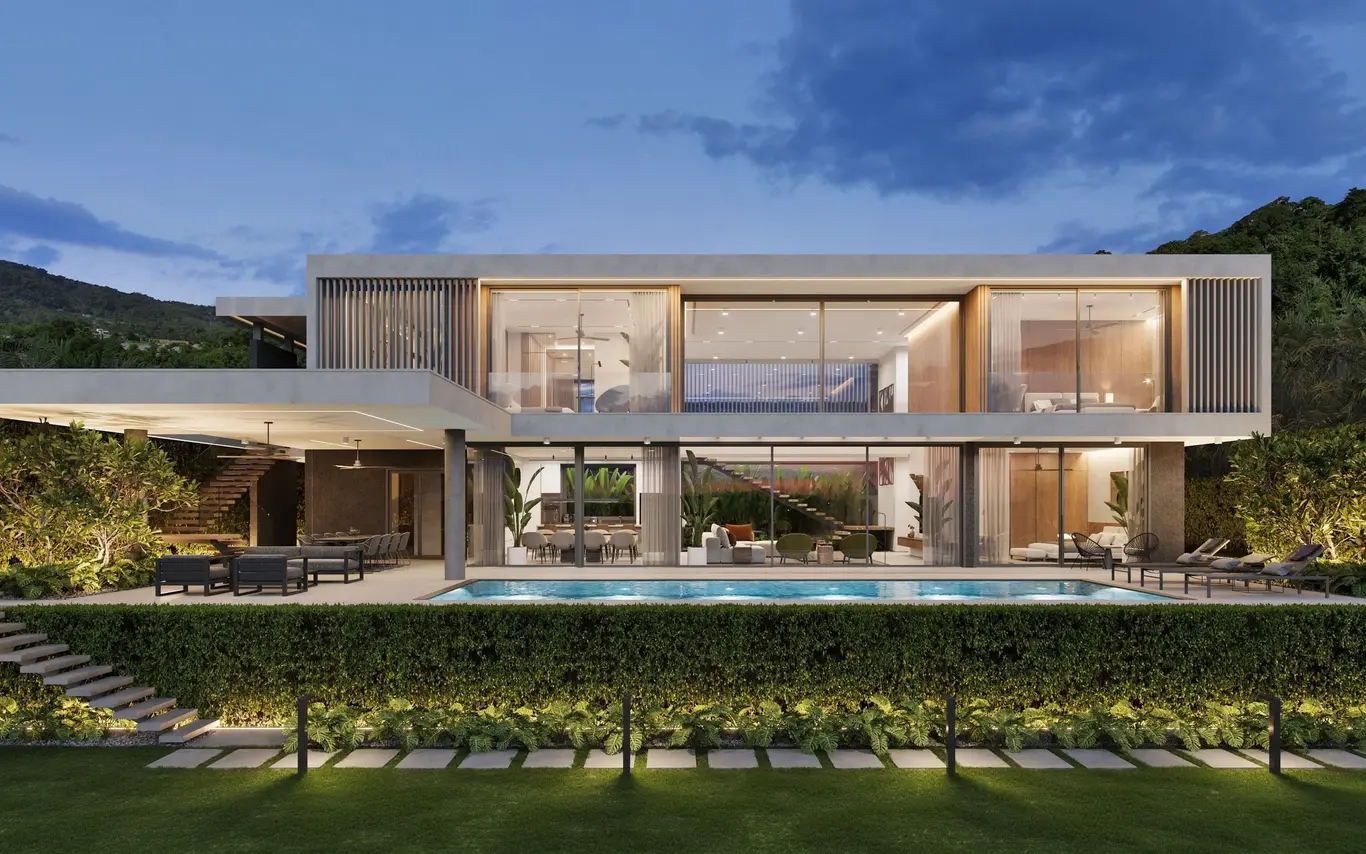 Hilltop Four-Bedroom Pool Villa with Mountain & City Views