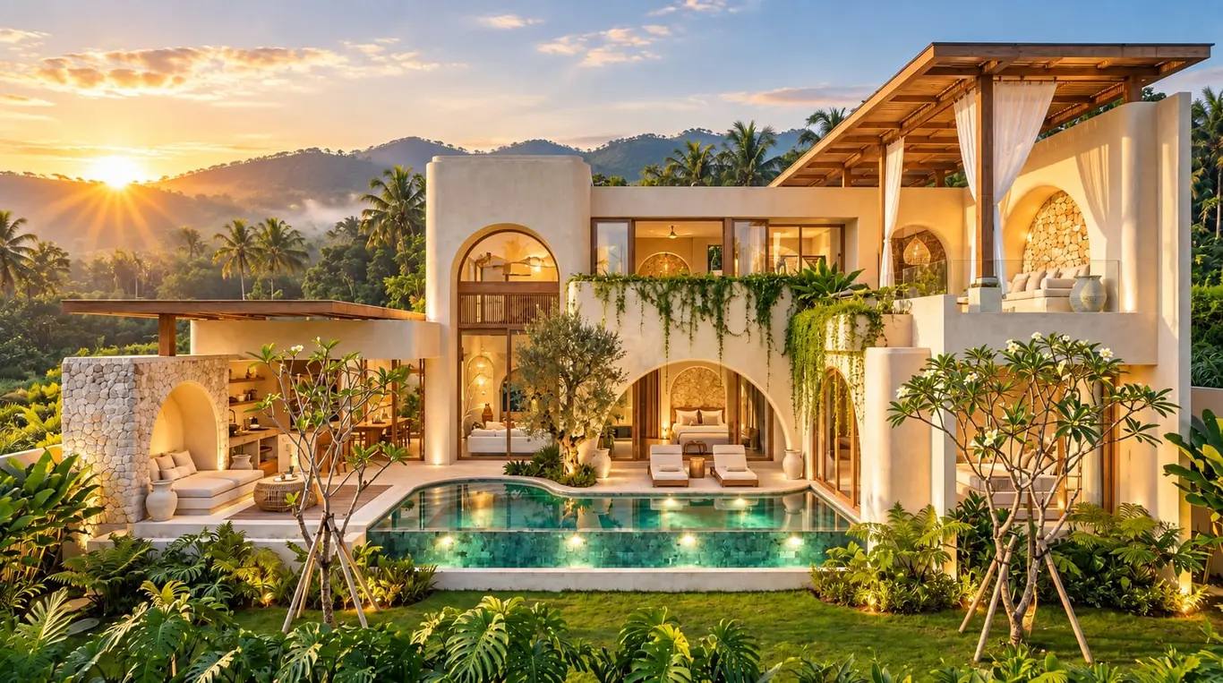 Bali-Style Four-Bedroom Pool Villas in a Lamai Enclave
