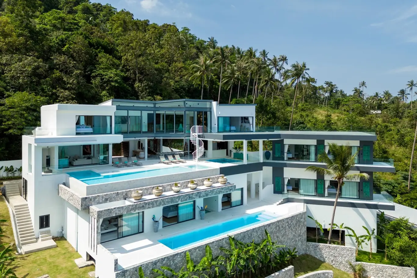 Nine-Bedroom Hillside Estate with Twin Sea-View Pools
