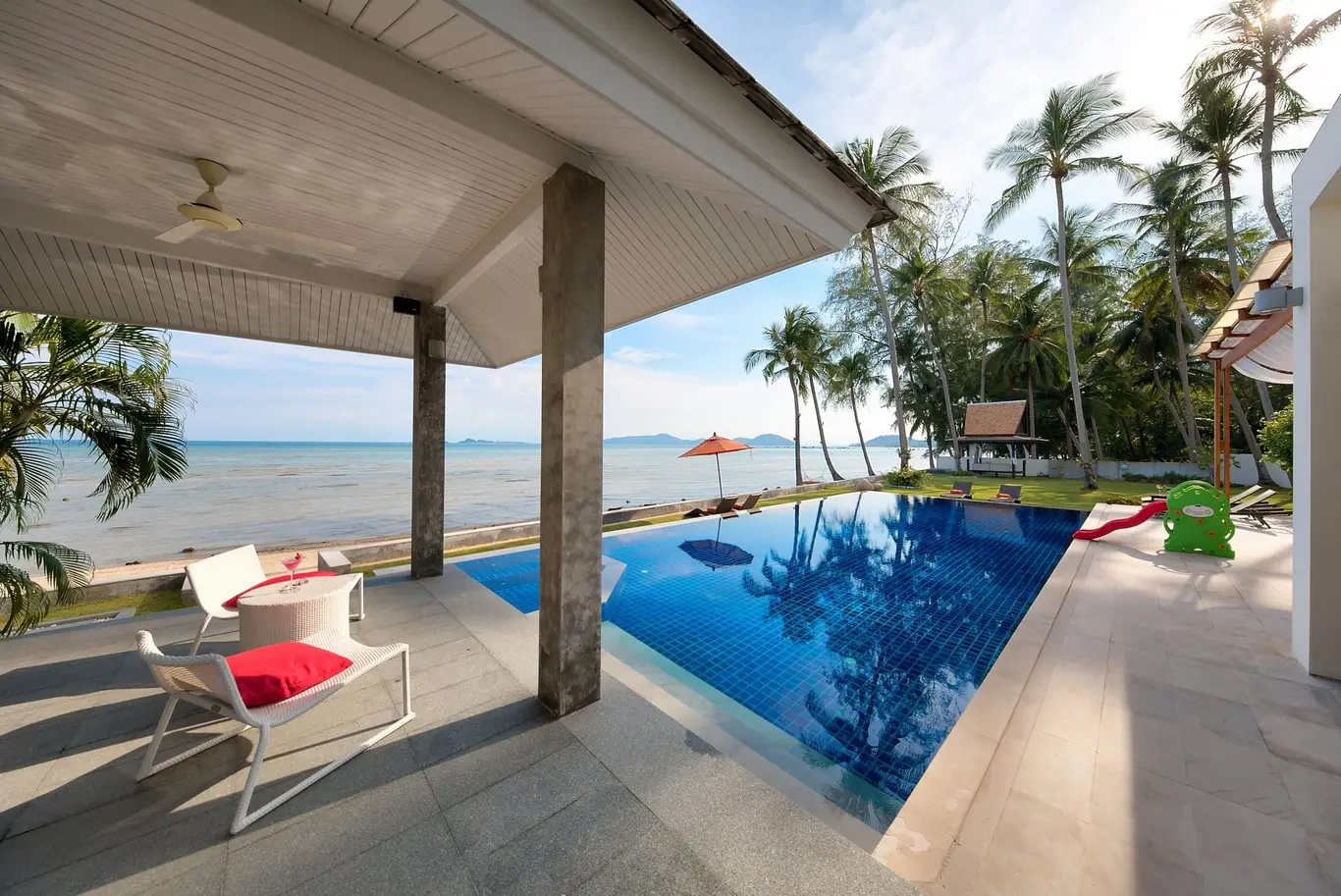 Glass, Stone & Wood Beachfront Villa, Five Bedrooms