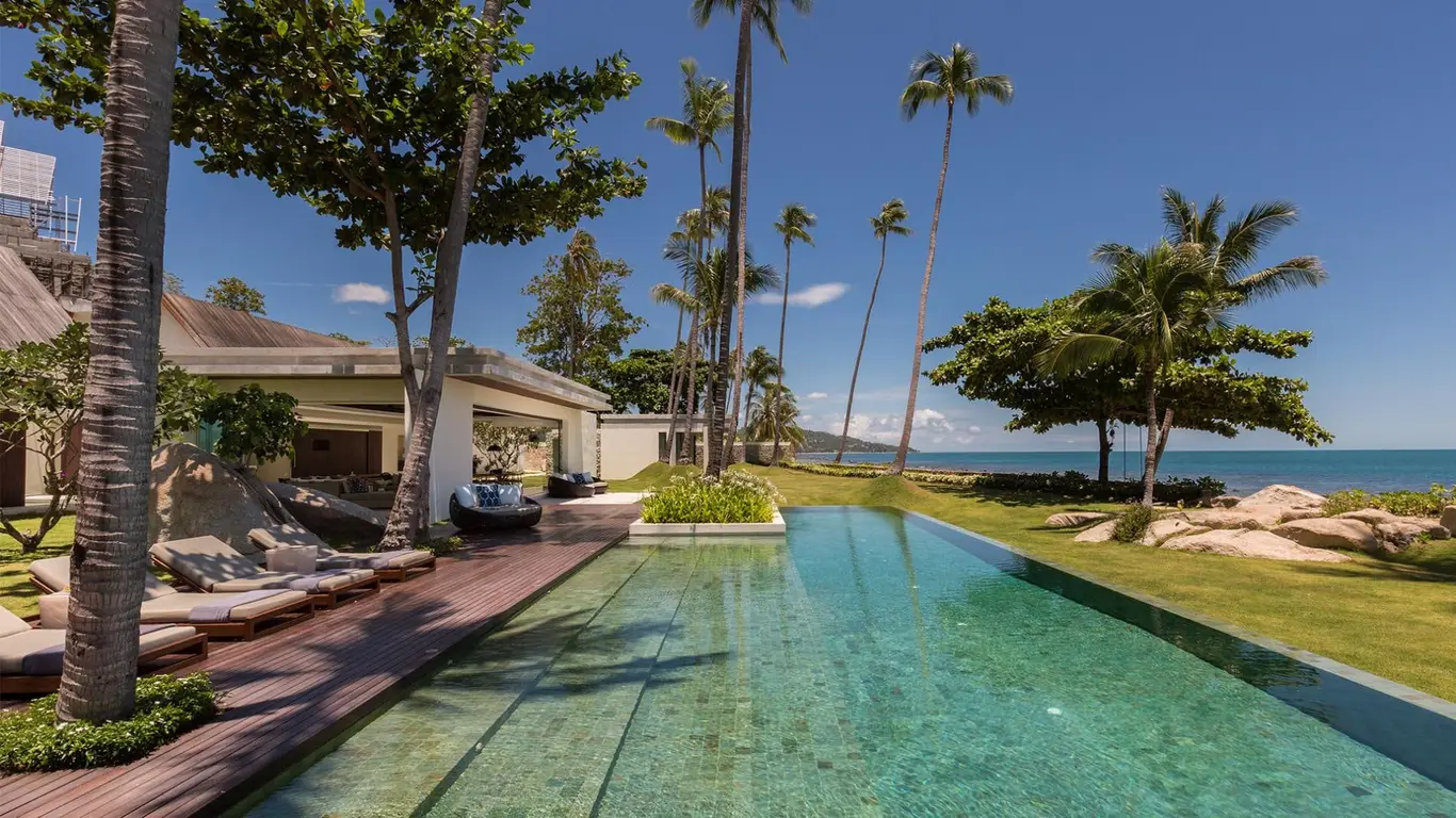 Palm-Lawn Beachfront Villa on Samui's South Coast