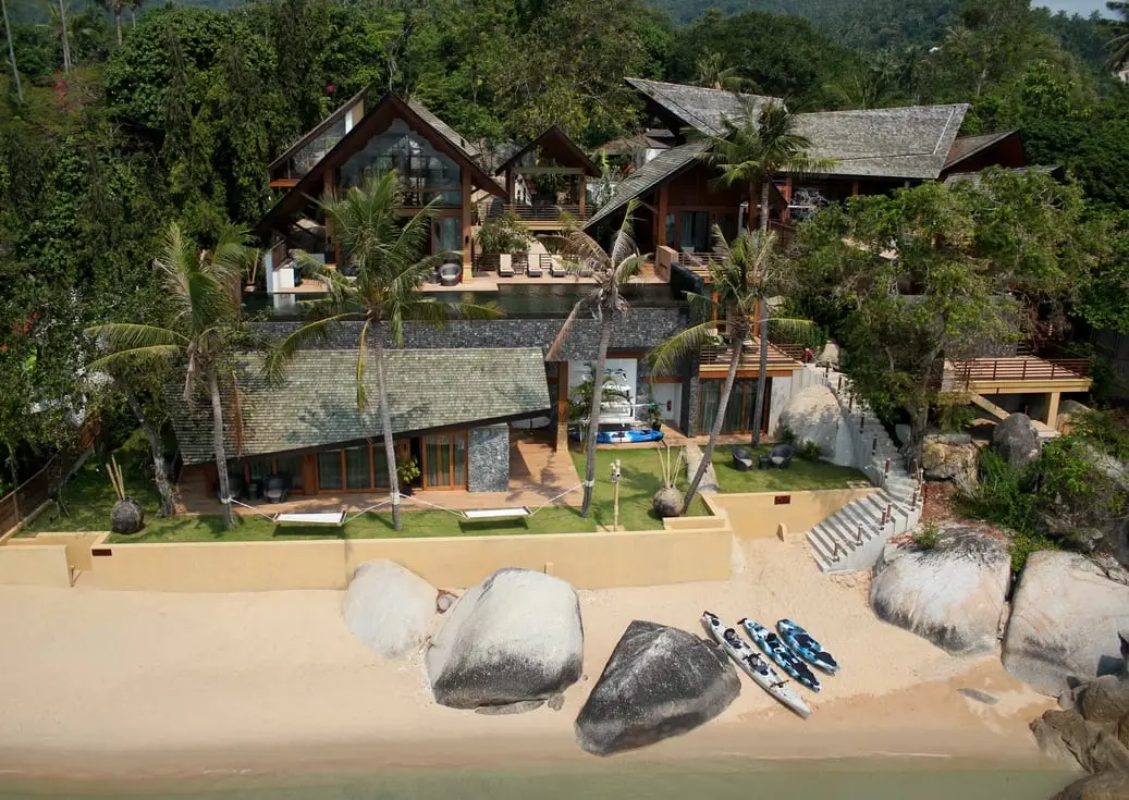 Twin-Villa Beachfront Estate Framed by Granite Boulders