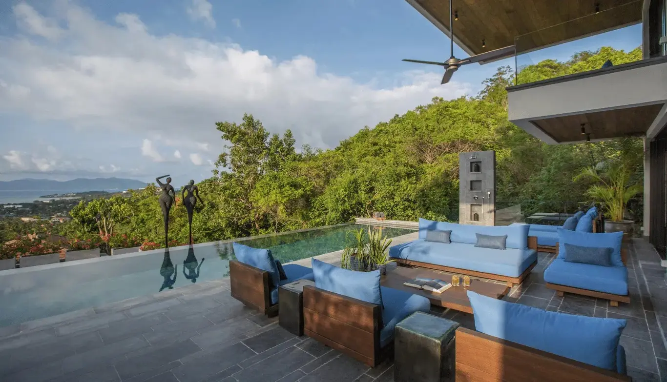 Forested-Hillside Sea-View Villa with Full Staff & Chef